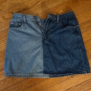 Two-Tone Denim Mini Skirt